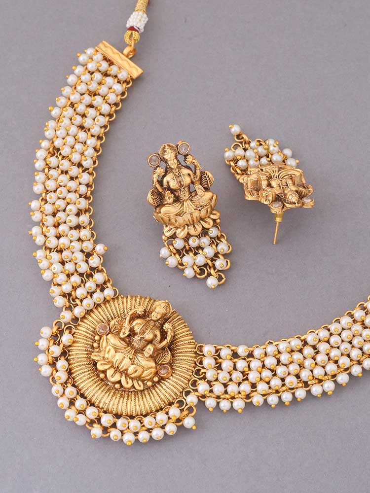 Golden Airavata Temple Jewellery Set