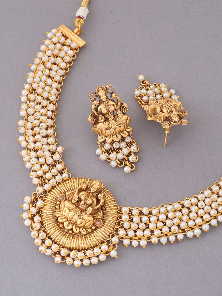 Golden Airavata Temple Jewellery Set