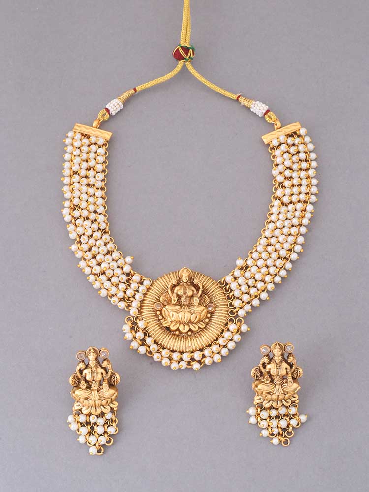 Golden Airavata Temple Jewellery Set
