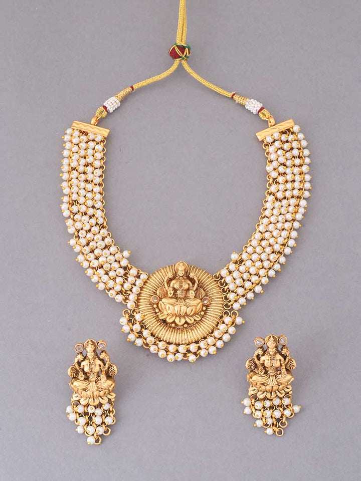 Golden Airavata Temple Jewellery Set