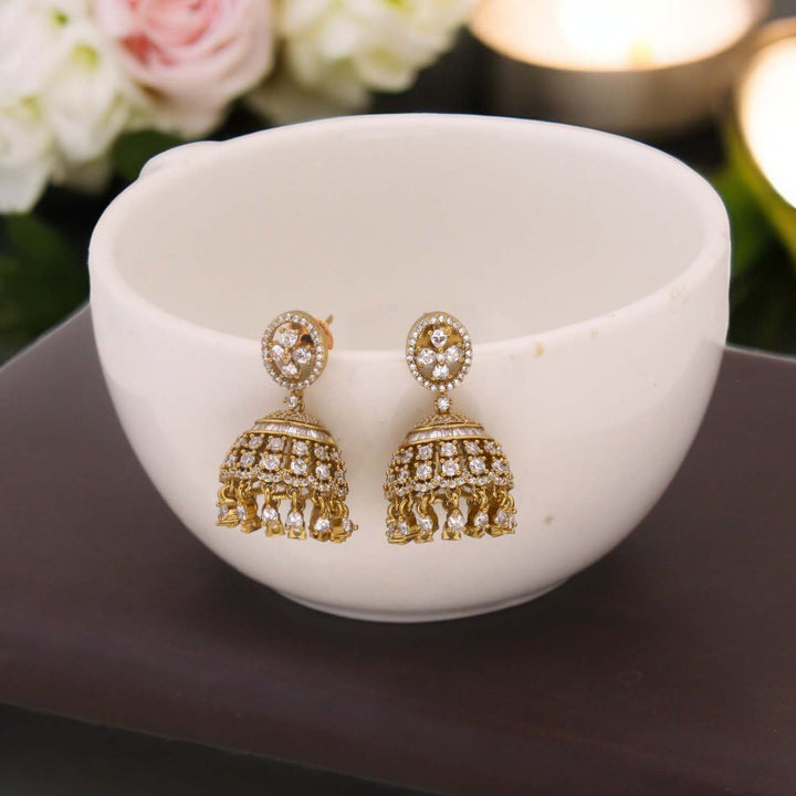 Golden Aisha Zirconia Jhumkis