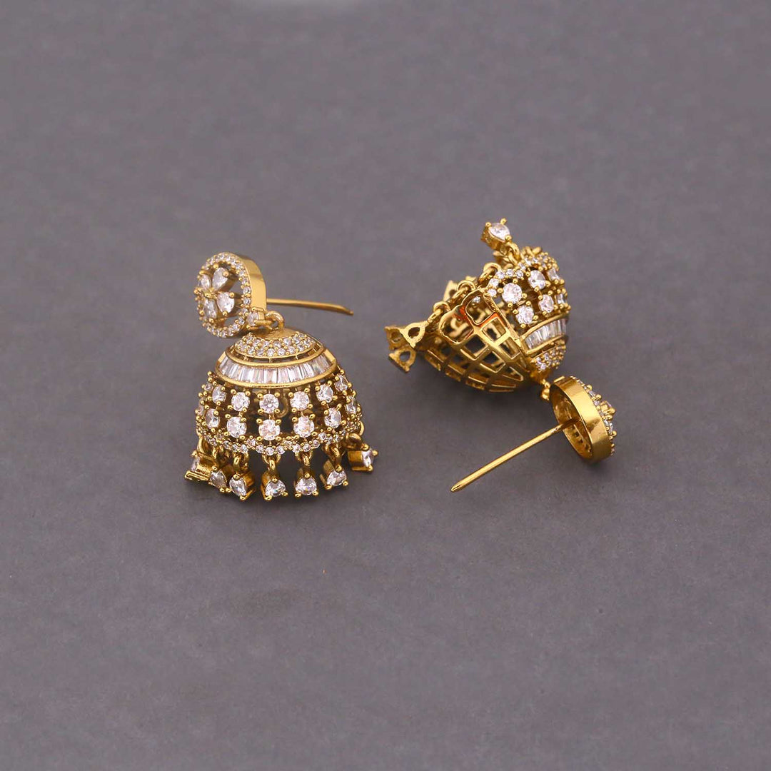 Golden Aisha Zirconia Jhumkis