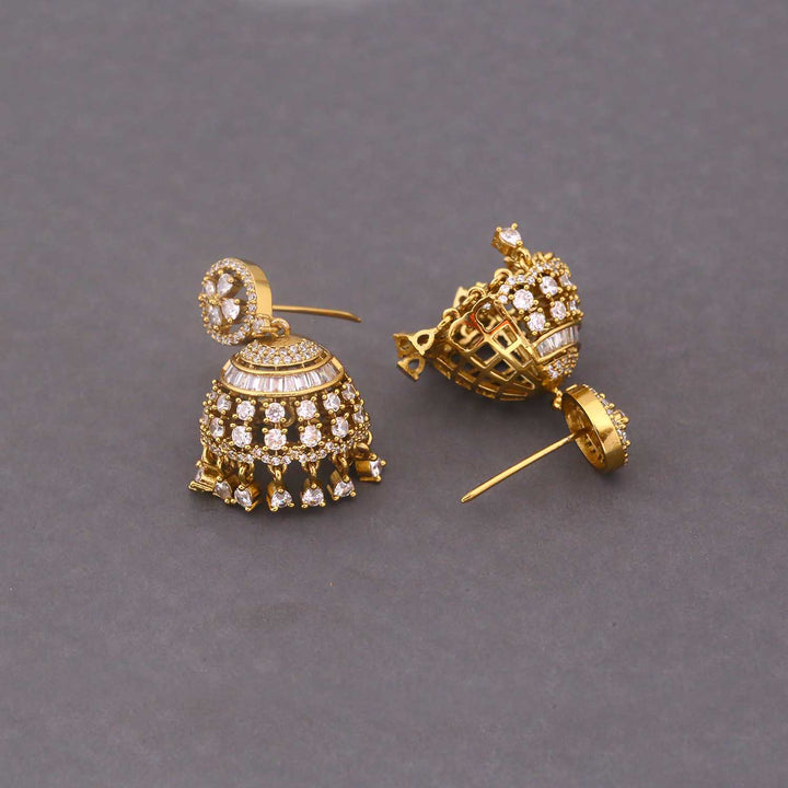Golden Aisha Zirconia Jhumkis