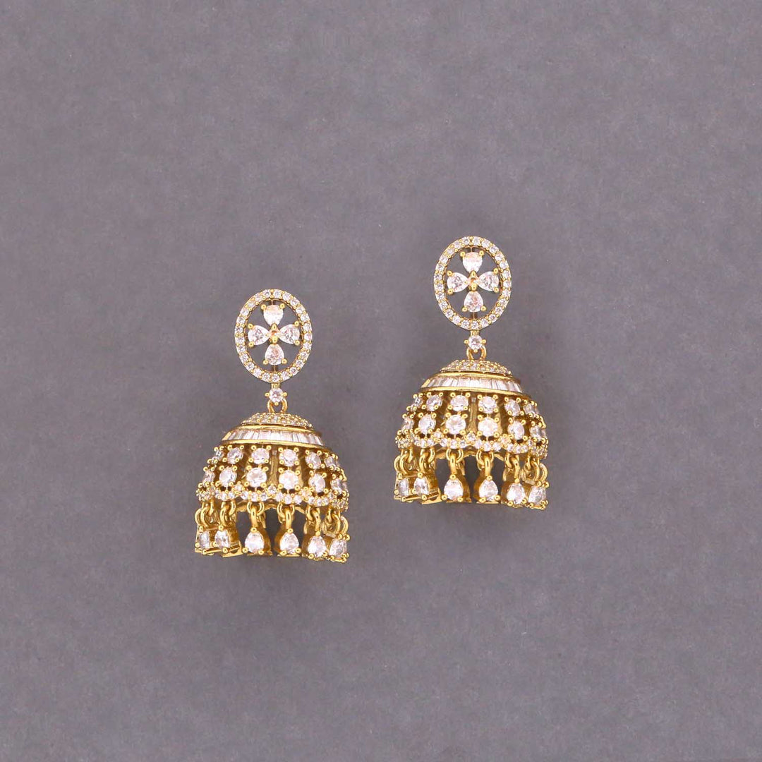 Golden Aisha Zirconia Jhumkis