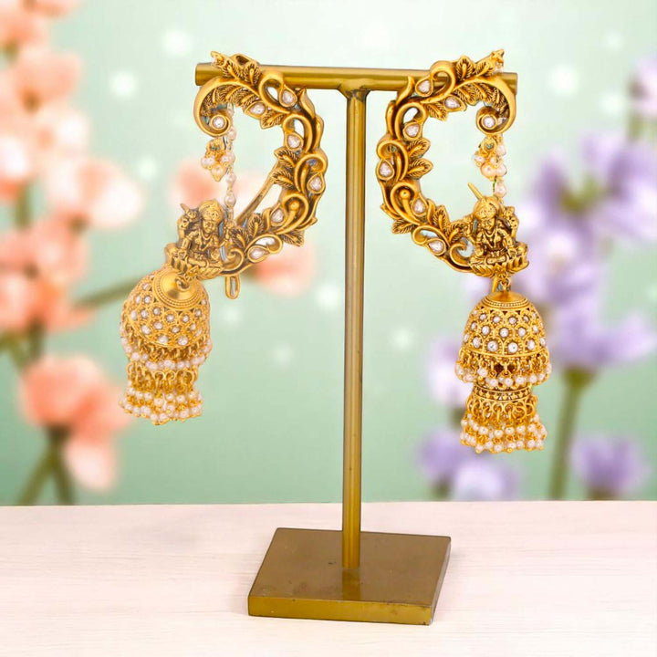Golden Ajooni Ear Cuff Jhumkis