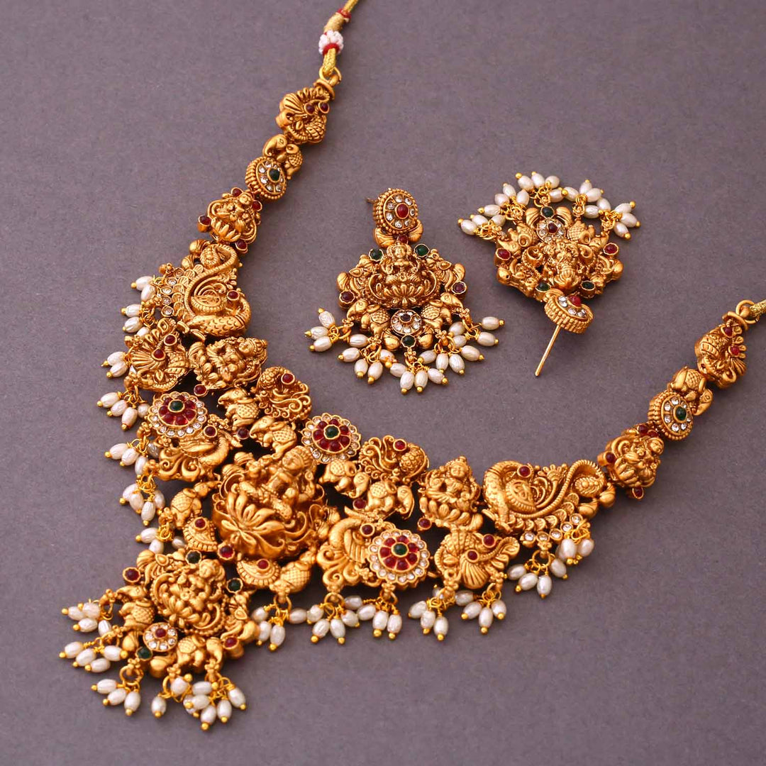 Golden Akhila Temple Jewellery Set - New Arrival