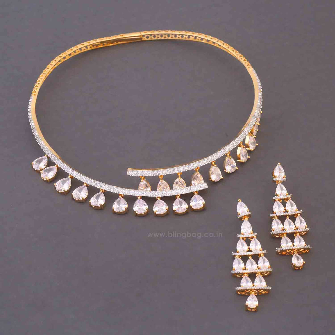 Golden Alla Hasli Zirconia Jewellery Set