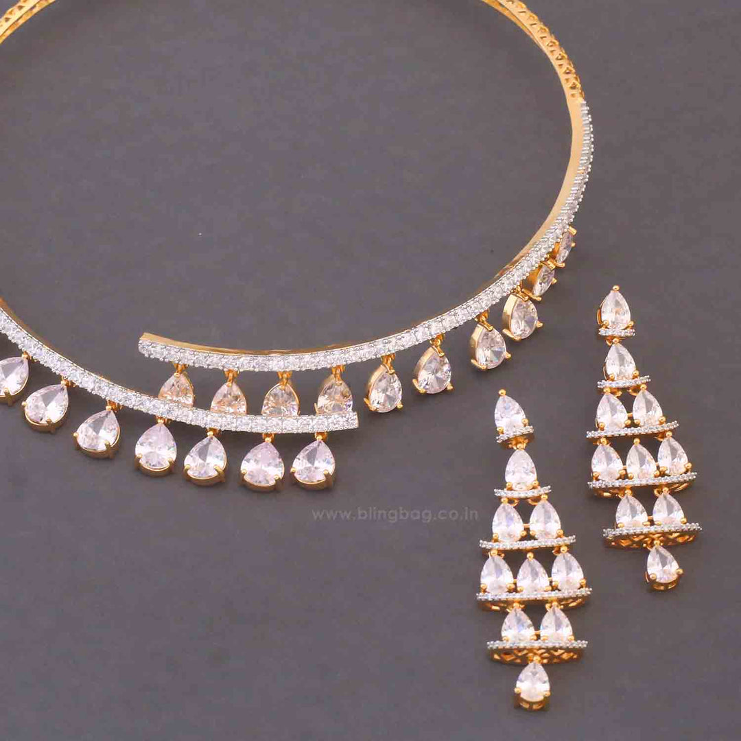 Golden Alla Hasli Zirconia Jewellery Set