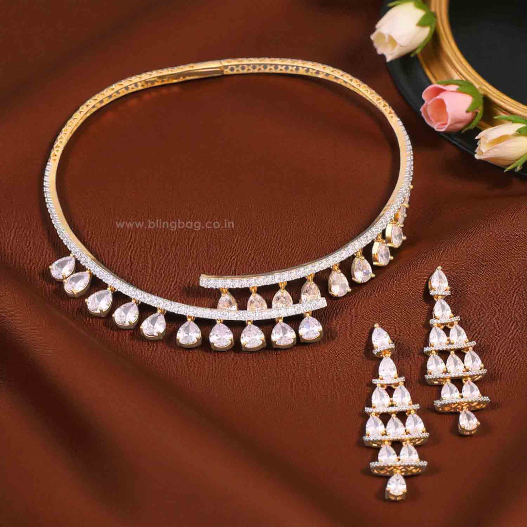 Golden Alla Hasli Zirconia Jewellery Set