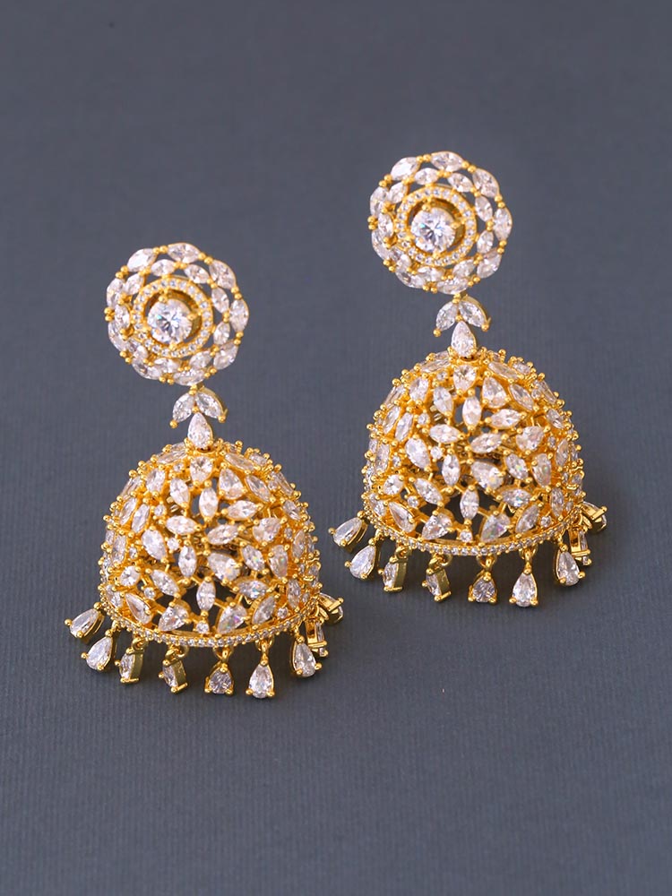 Golden Amara Zirconia Jhumkis