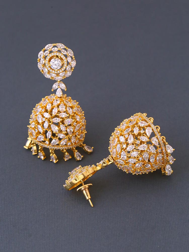 Golden Amara Zirconia Jhumkis