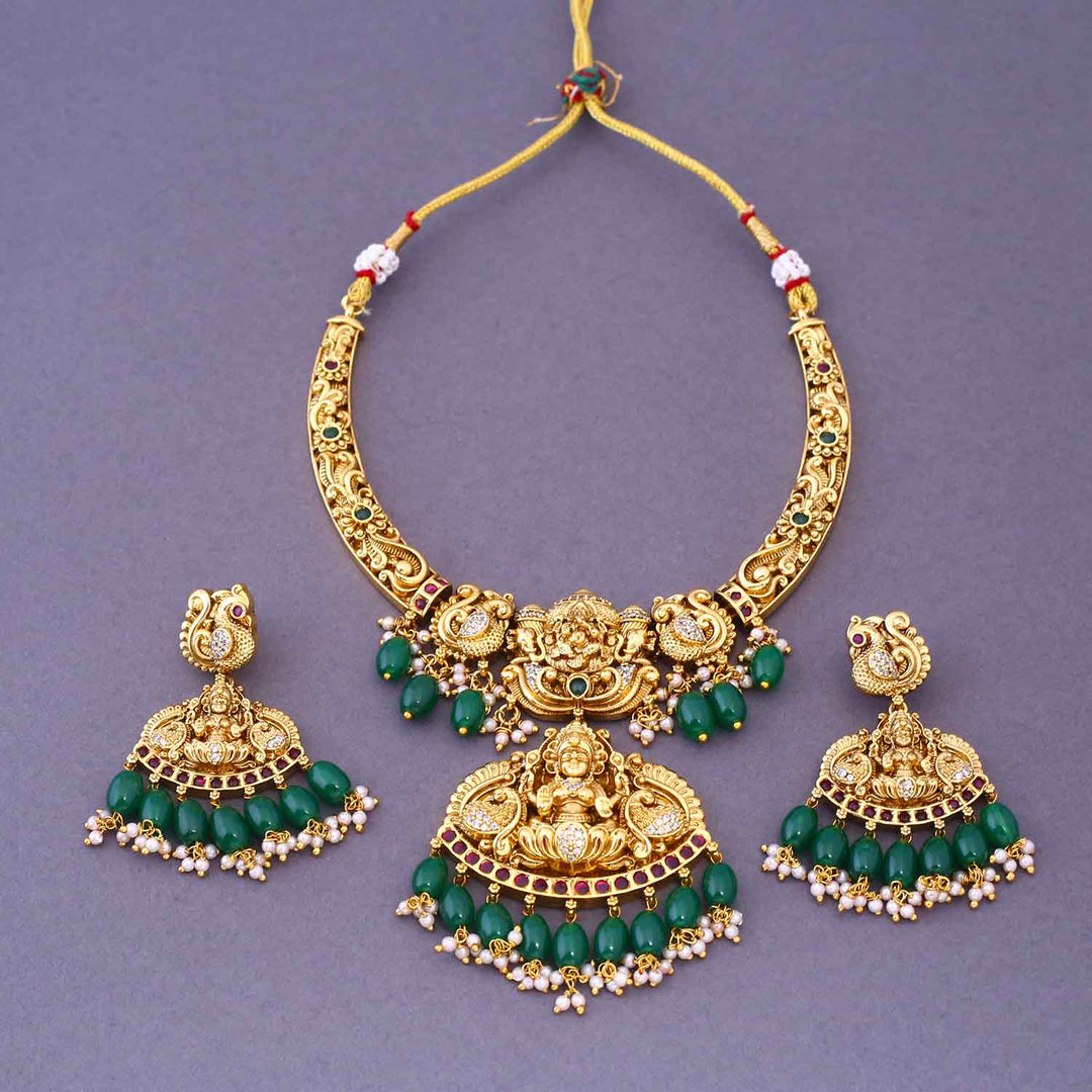Emerald Ambikay Hasli Temple Jewellery Set- New Arrival