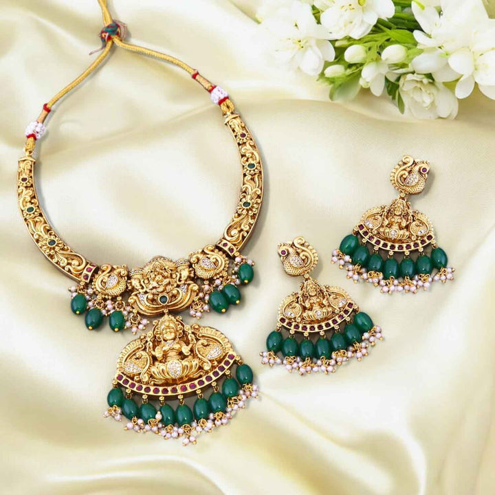 Emerald Ambikay Hasli Temple Jewellery Set- New Arrival