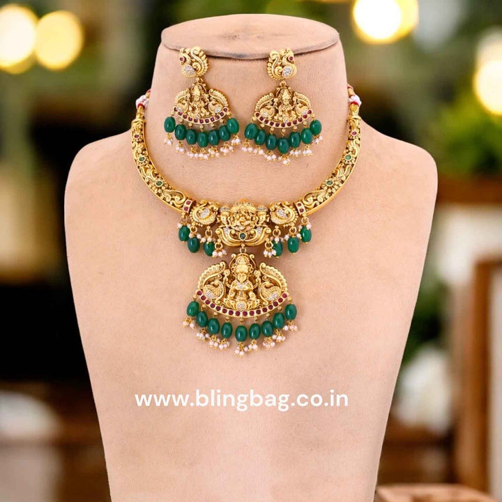 Emerald Ambikay Hasli Temple Jewellery Set- New Arrival