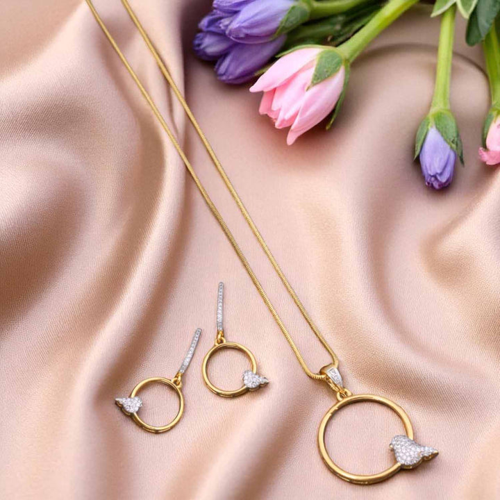 Golden Amirah Zirconia Pendant Set