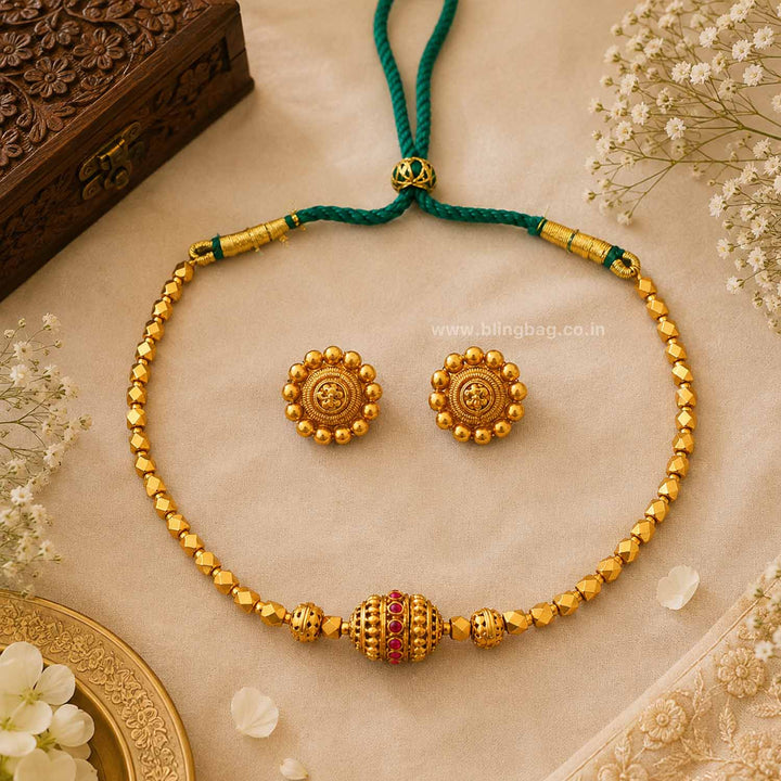 Golden Amruta Antique Jewellery Set- New Arrival