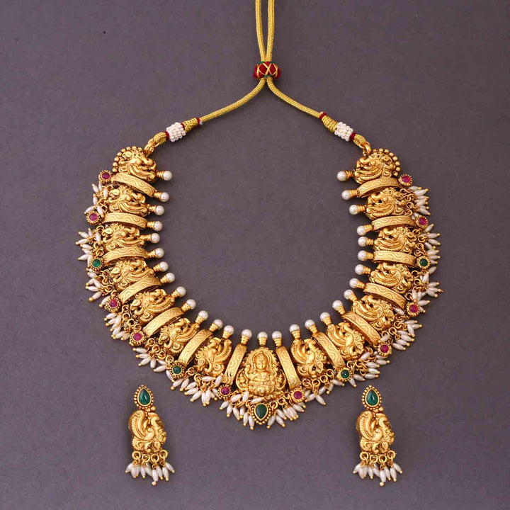 Golden Anagha Temple Jewellery Set - New Arrival
