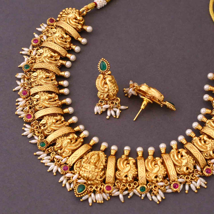 Golden Anagha Temple Jewellery Set - New Arrival