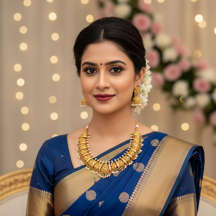 Golden Anagha Temple Jewellery Set - New Arrival