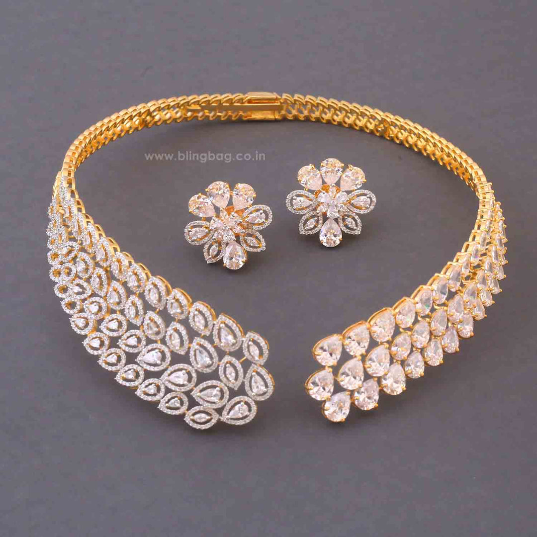 Golden Anison Hasli Zirconia Jewellery Set