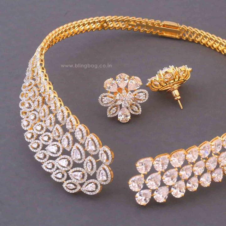 Golden Anison Hasli Zirconia Jewellery Set