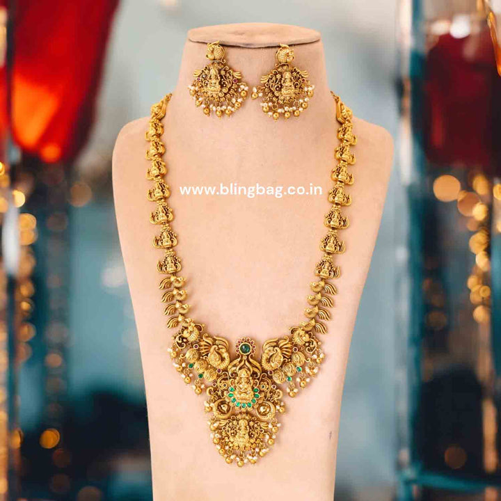 Golden Anjika 3D Effect Temple Jewellery Set- New Arrival