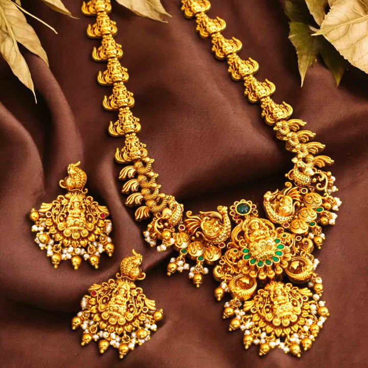 Golden Anjika 3D Effect Temple Jewellery Set- New Arrival