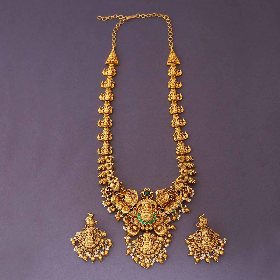 Golden Anjika 3D Effect Temple Jewellery Set- New Arrival
