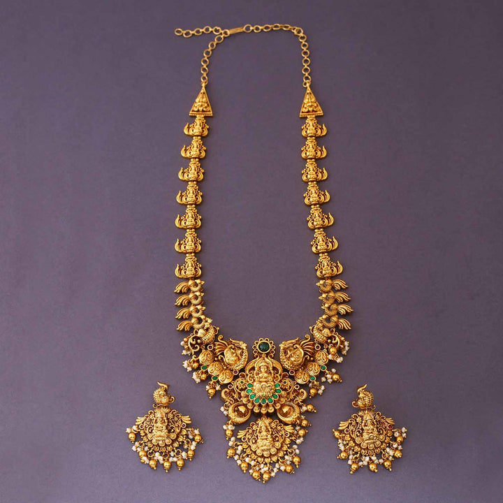 Golden Anjika 3D Effect Temple Jewellery Set- New Arrival