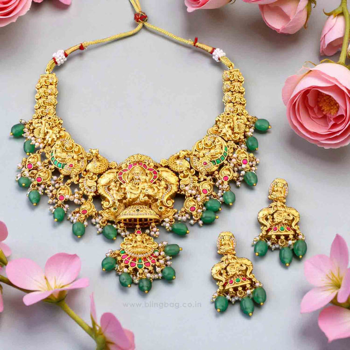 Golden Annapurnaya Temple Jewellery Set - New Arrival