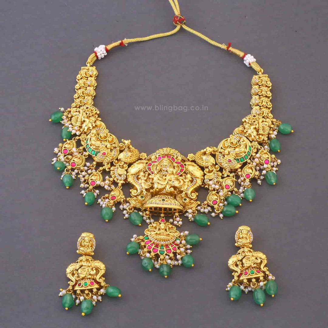 Golden Annapurnaya Temple Jewellery Set - New Arrival