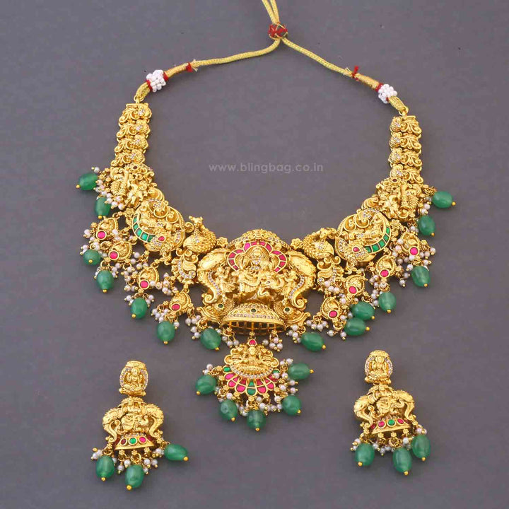 Golden Annapurnaya Temple Jewellery Set - New Arrival