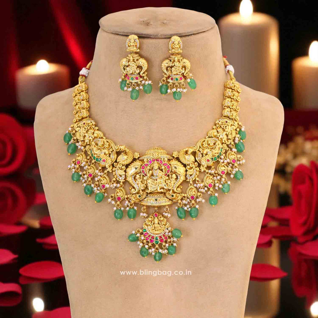 Golden Annapurnaya Temple Jewellery Set - New Arrival