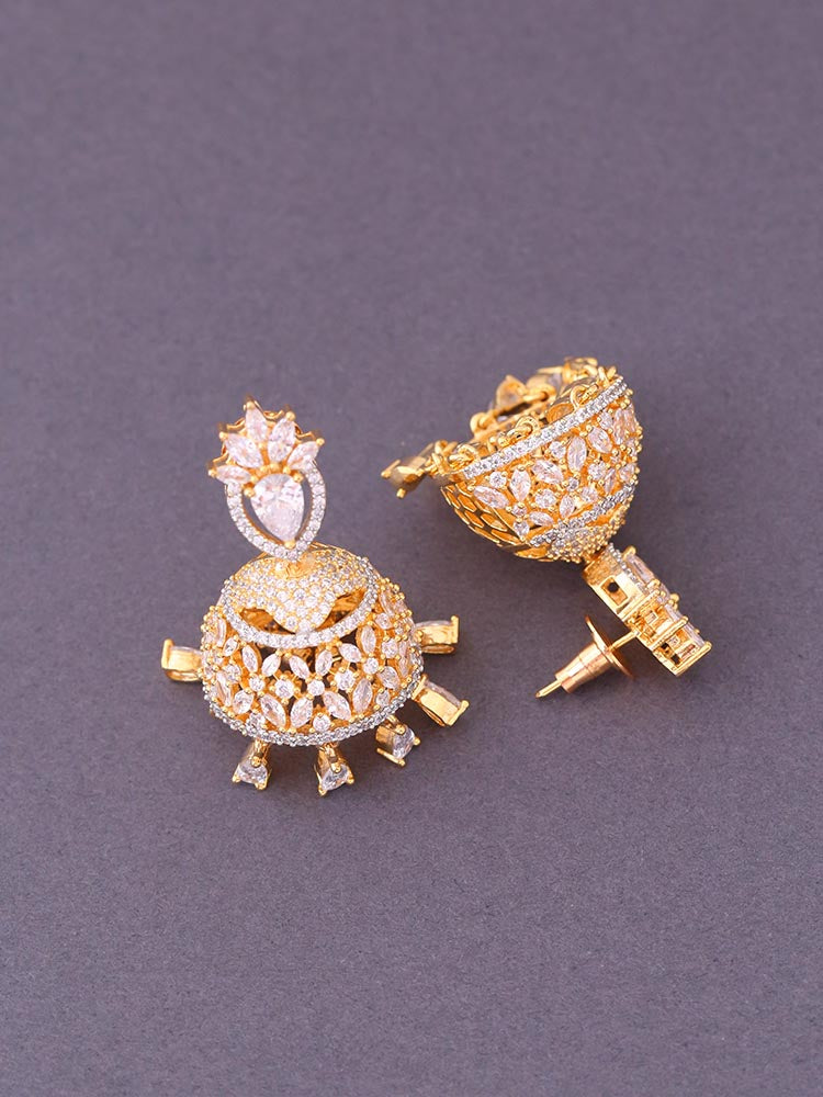 Golden Arlet Zirconia Jhumkis