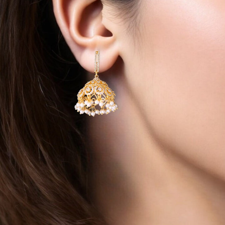 Golden Arran Zirconia Jhumkis