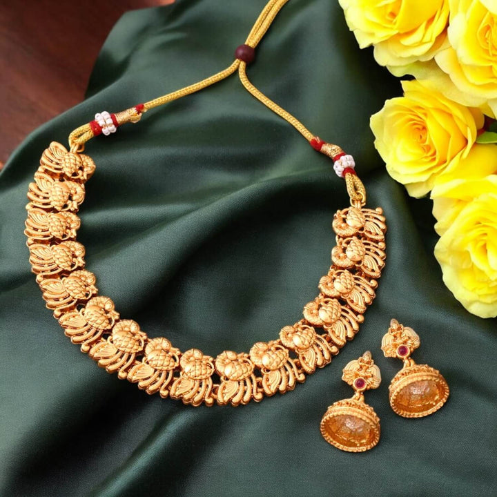 Golden Asami Temple Jewellery Set - New Arrival