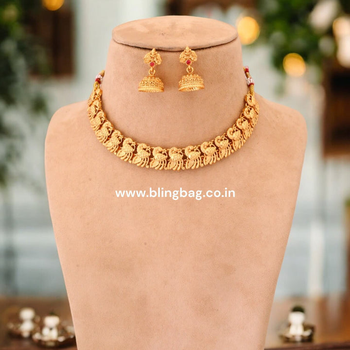 Golden Asami Temple Jewellery Set - New Arrival