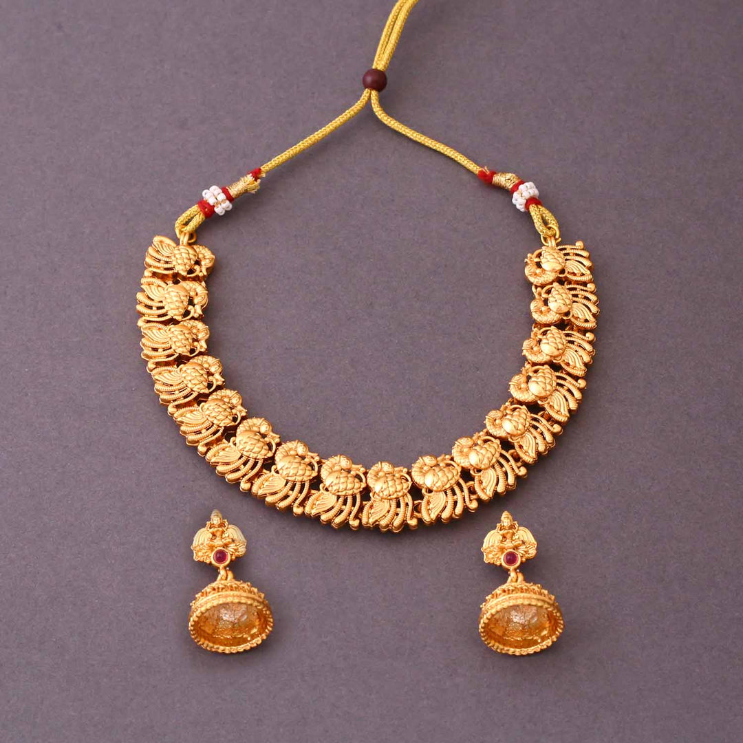 Golden Asami Temple Jewellery Set - New Arrival