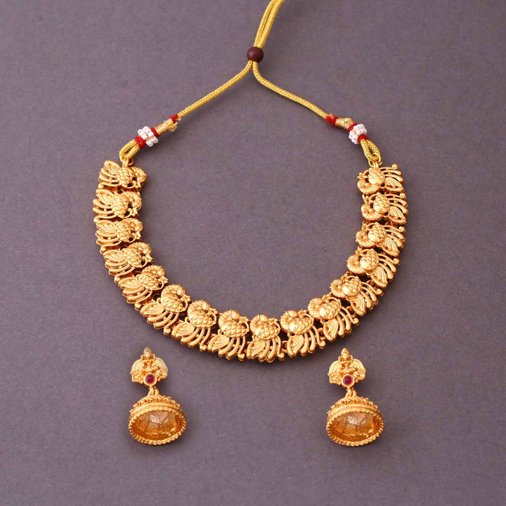 Golden Asami Temple Jewellery Set - New Arrival