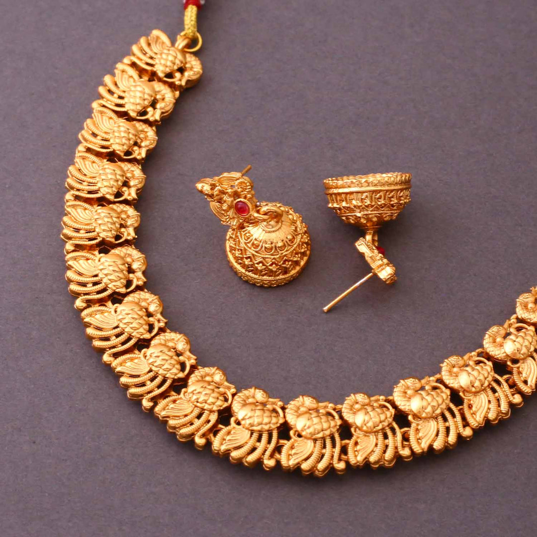 Golden Asami Temple Jewellery Set - New Arrival