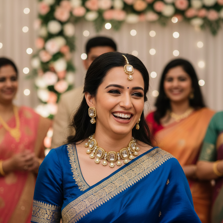 Golden Asmina Kundan Jewellery Set