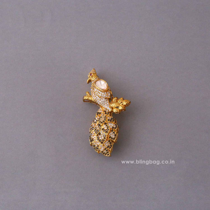 Golden Aura Peacock Brooch
