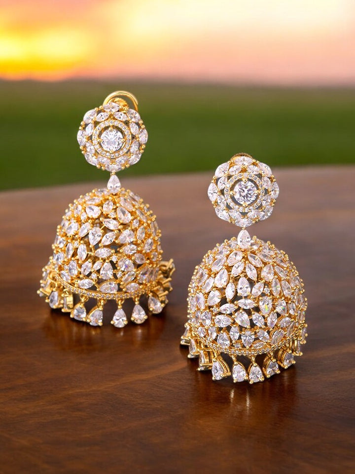 Golden Avi Zirconia Jhumkis