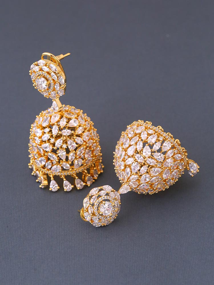 Golden Avi Zirconia Jhumkis