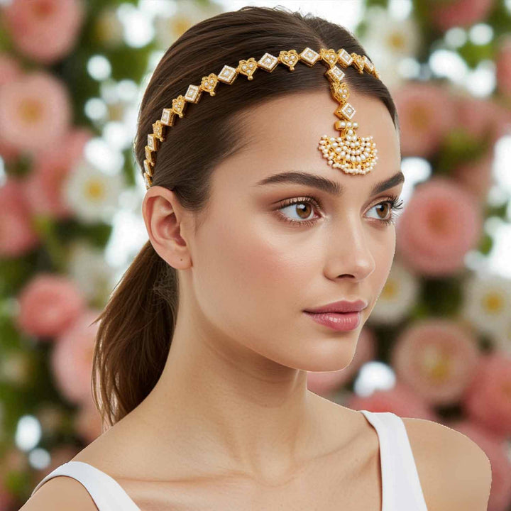 Golden Baidehi Hairband With Tikka