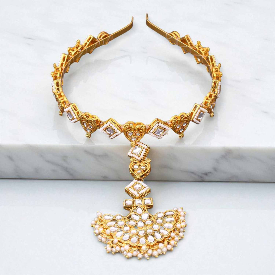 Golden Baidehi Hairband With Tikka