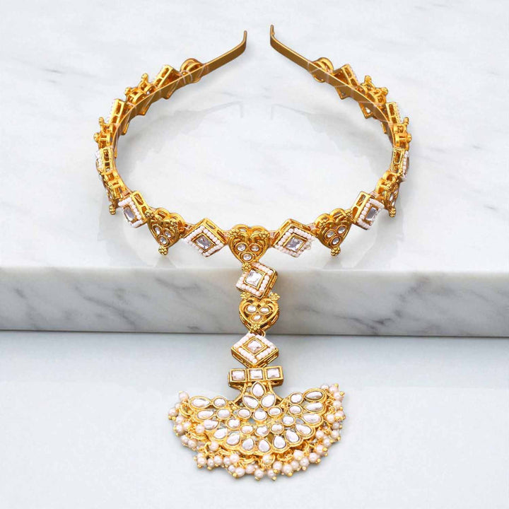 Golden Baidehi Hairband With Tikka