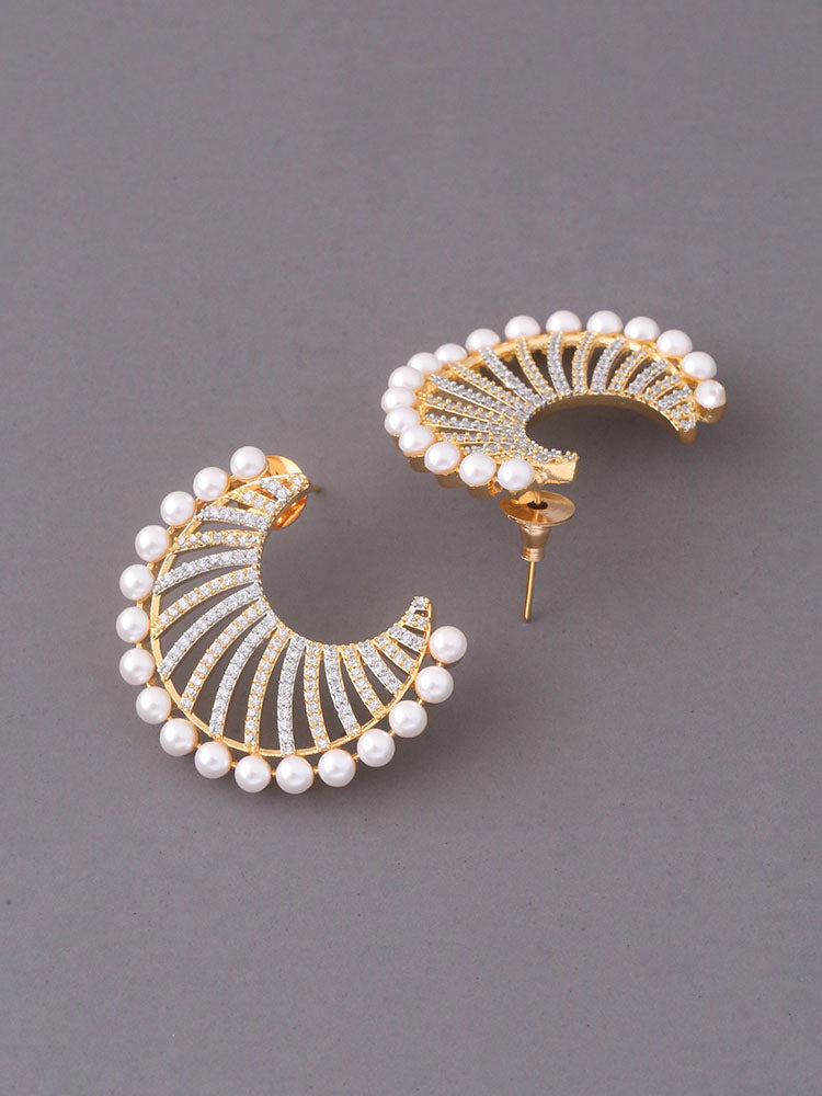 Golden Basilia Zirconia Studs