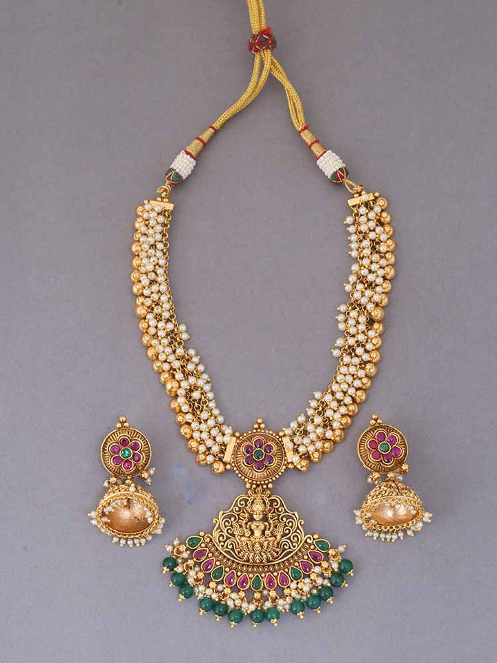Multicolor  Bhadrakali Temple Jewellery Set
