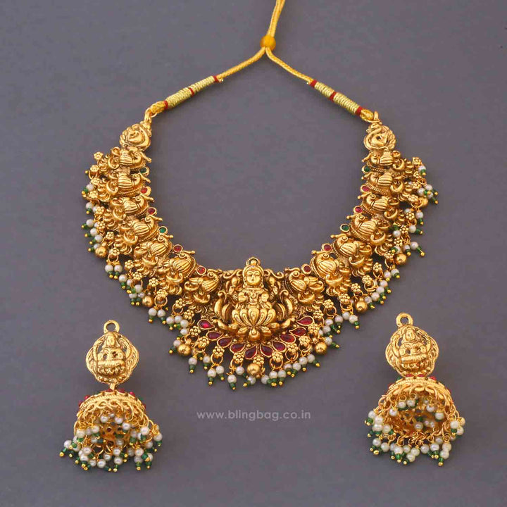 Golden Bhadrakaliya Bridal Temple Jewellery Set - New Arrival